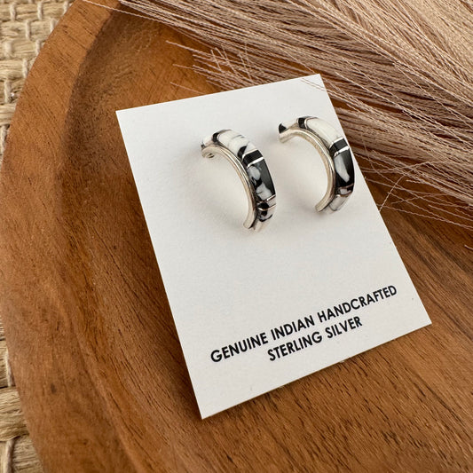 White Buffalo Inlay Hoop Earrings