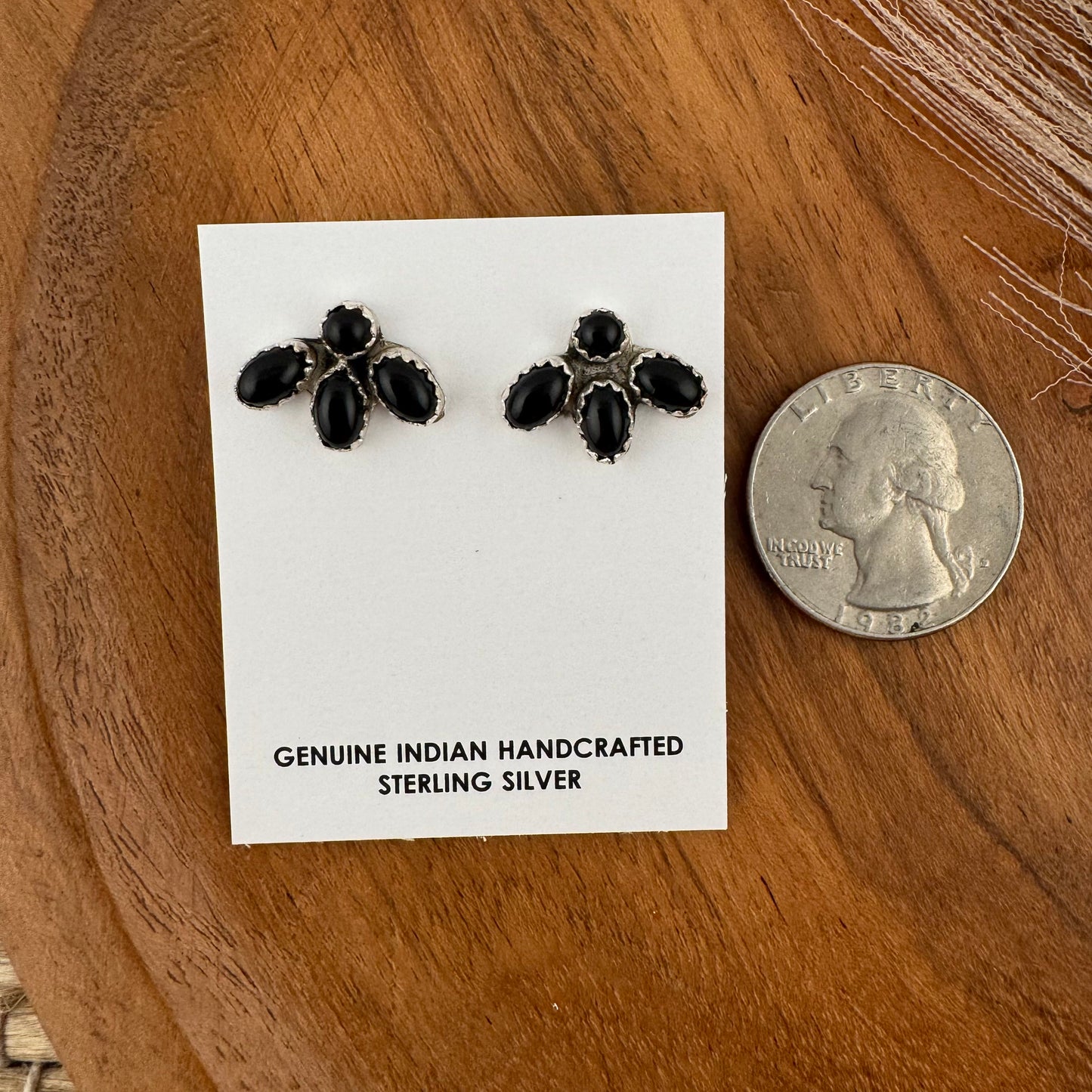 Black Onyx Cluster Stud Earrings
