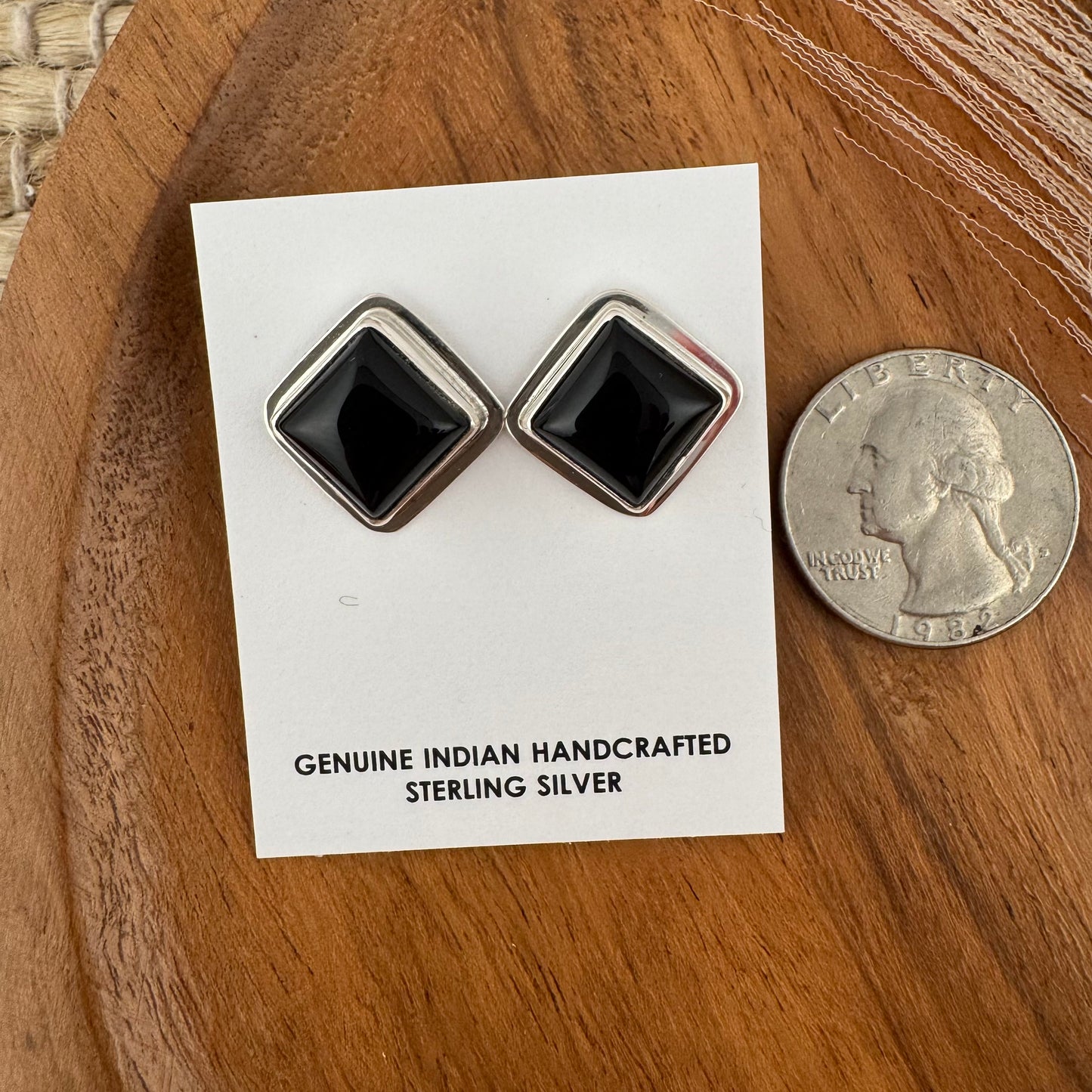 Black Onyx Large Square Studs