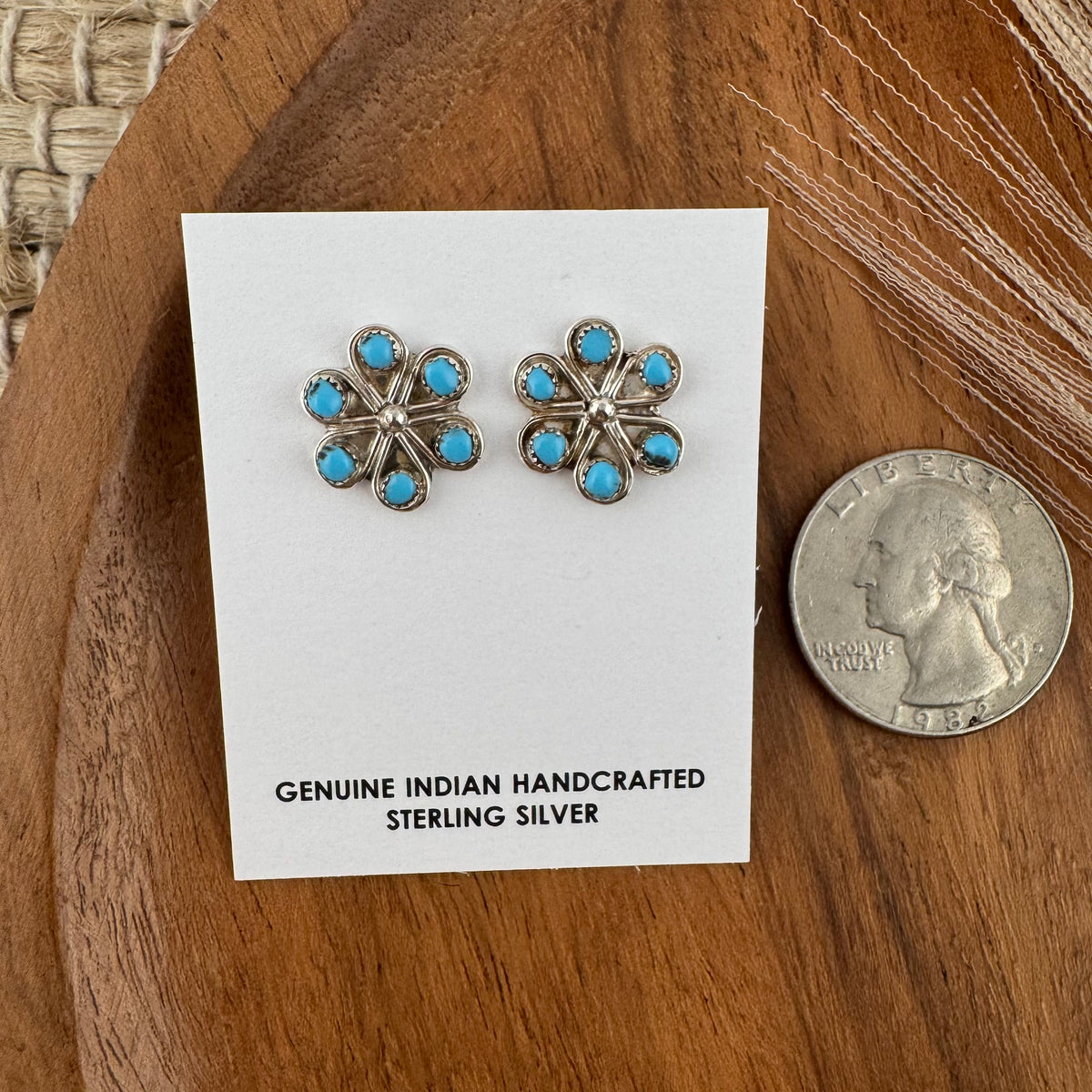 Turquoise Flower Stud Earrings