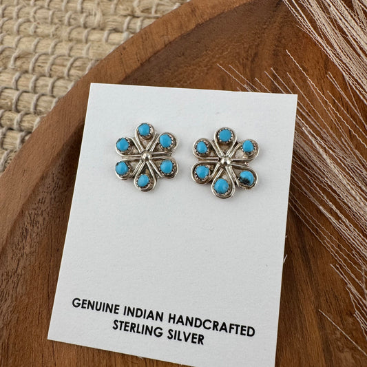 Turquoise Flower Stud Earrings