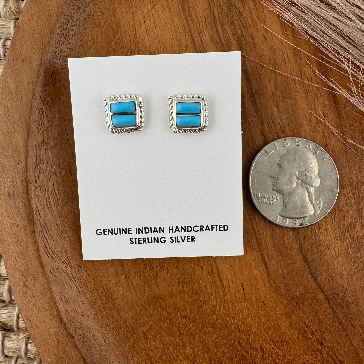 Square Inlay Turquoise Studs