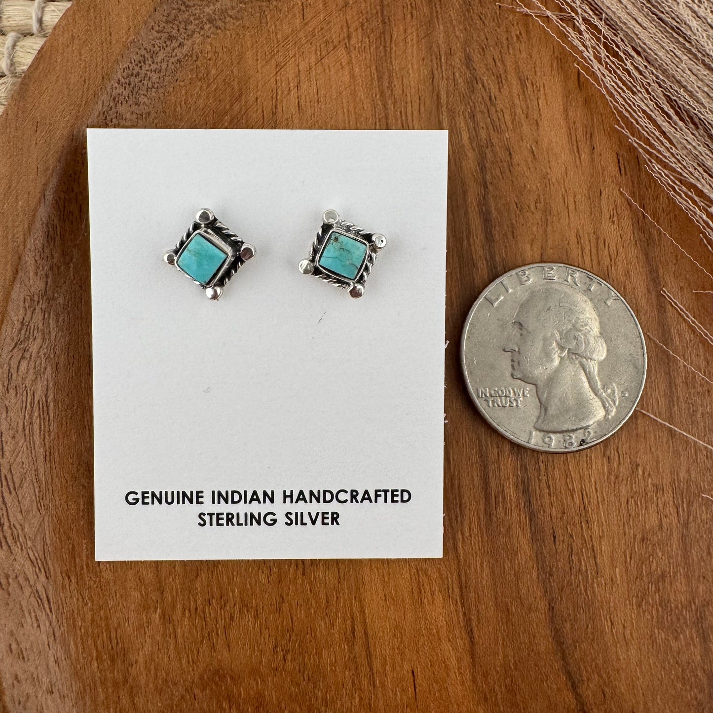 Small Square Turquoise Studs