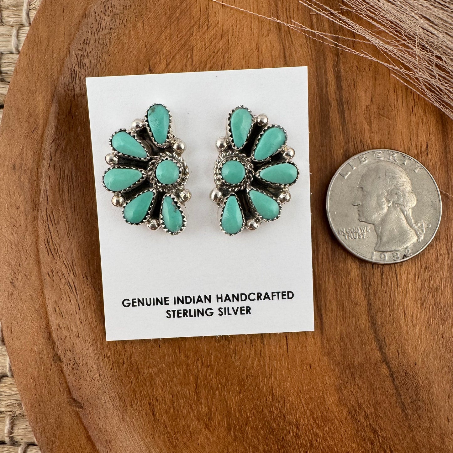 Half Flower Kingman Turquoise Studs