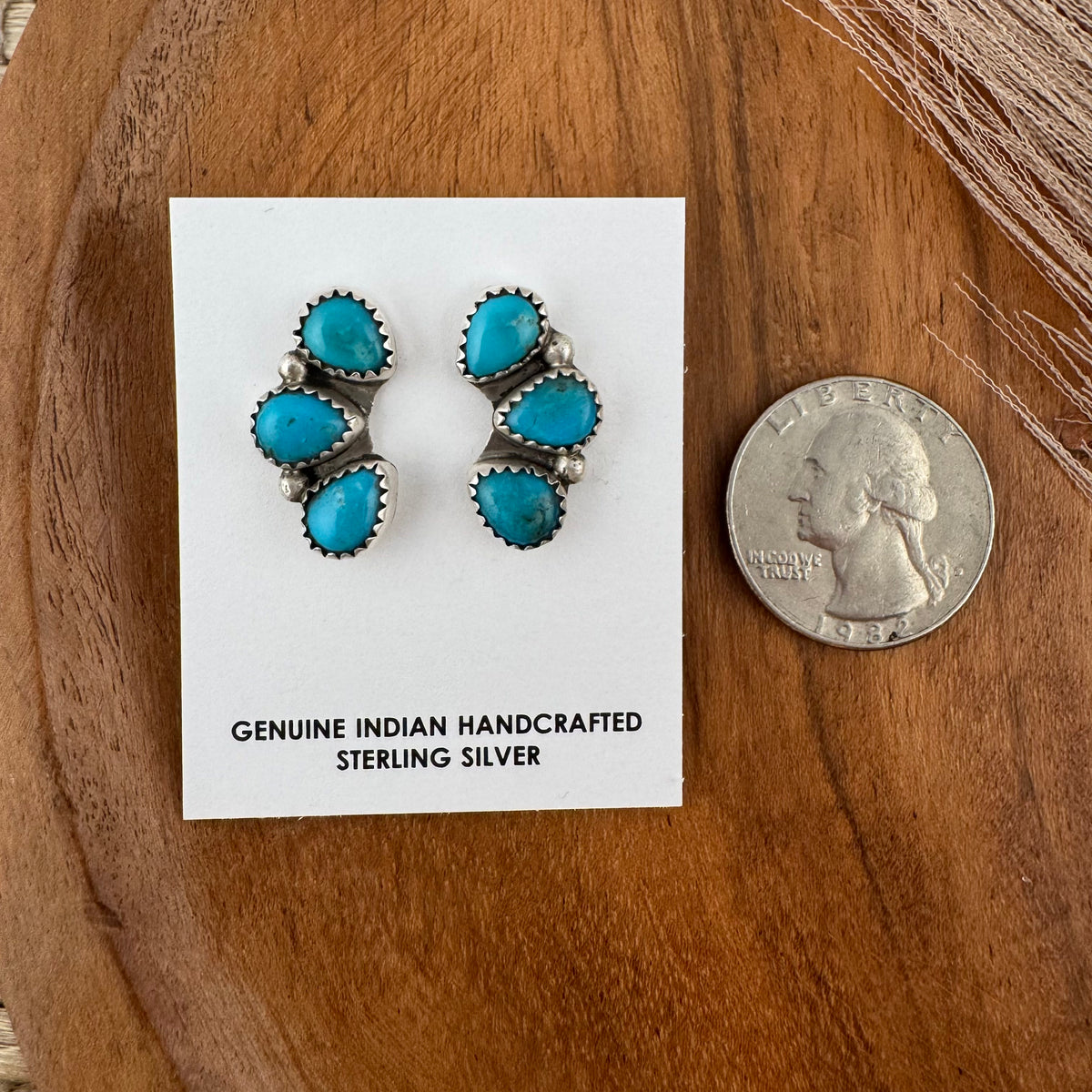 Kingman Turquoise 3 Cluster Teardrop Earrings