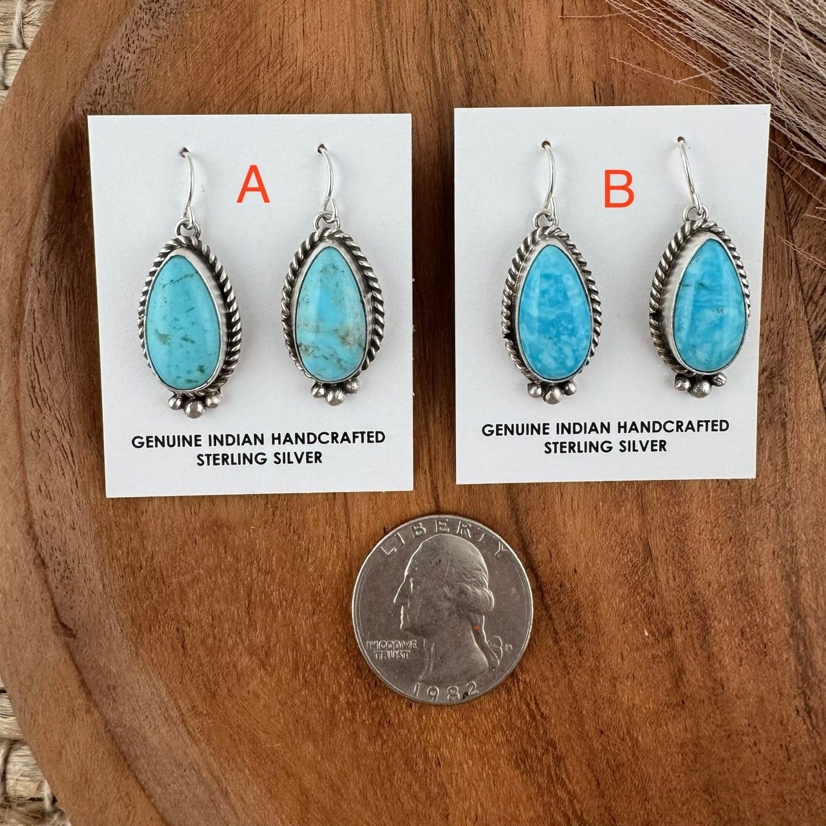 Large Kingman Turquoise Teardrop Earrings