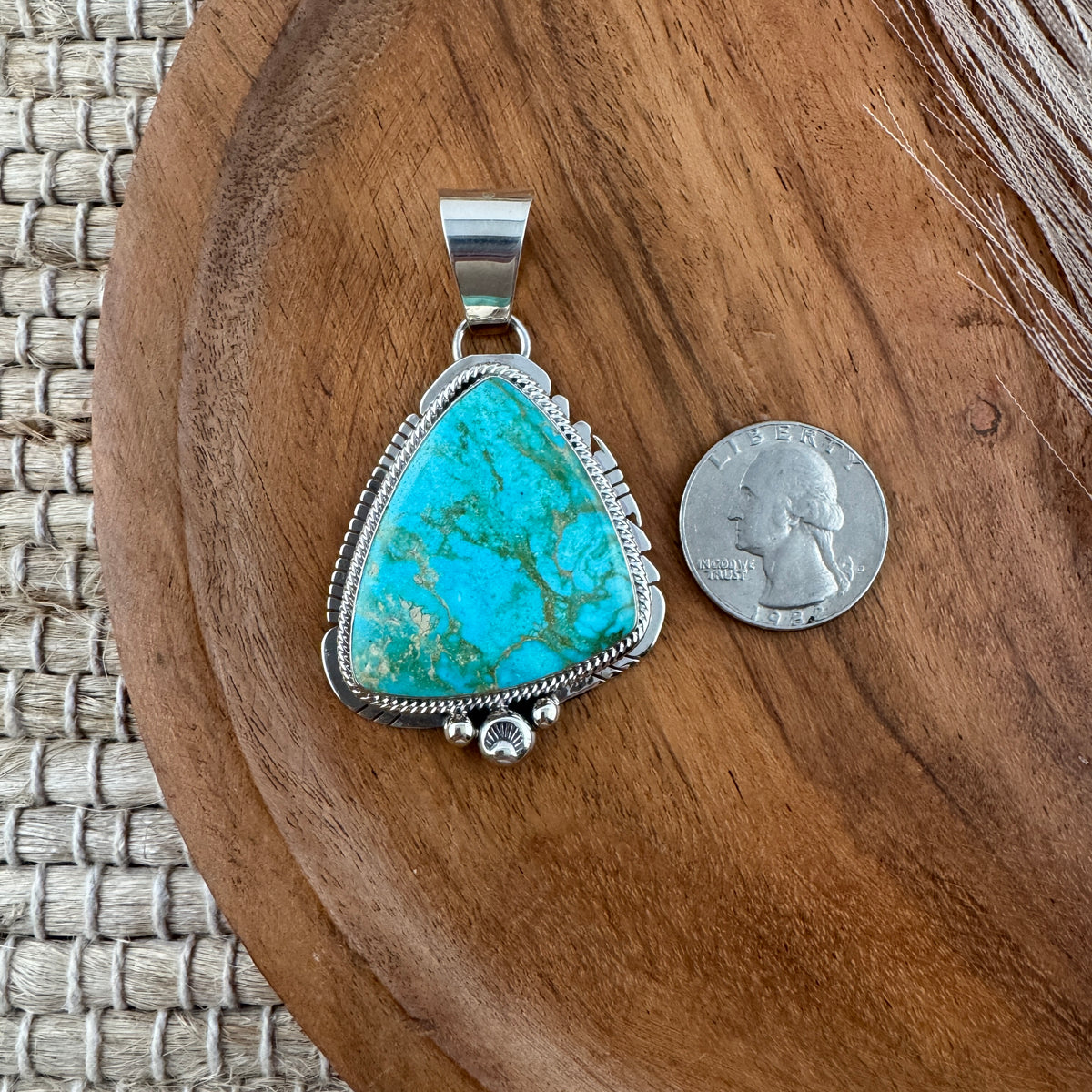 Large Triangle Kingman Turquoise Pendant