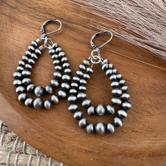 Navajo Pearl Graduated Double Loup Earrings