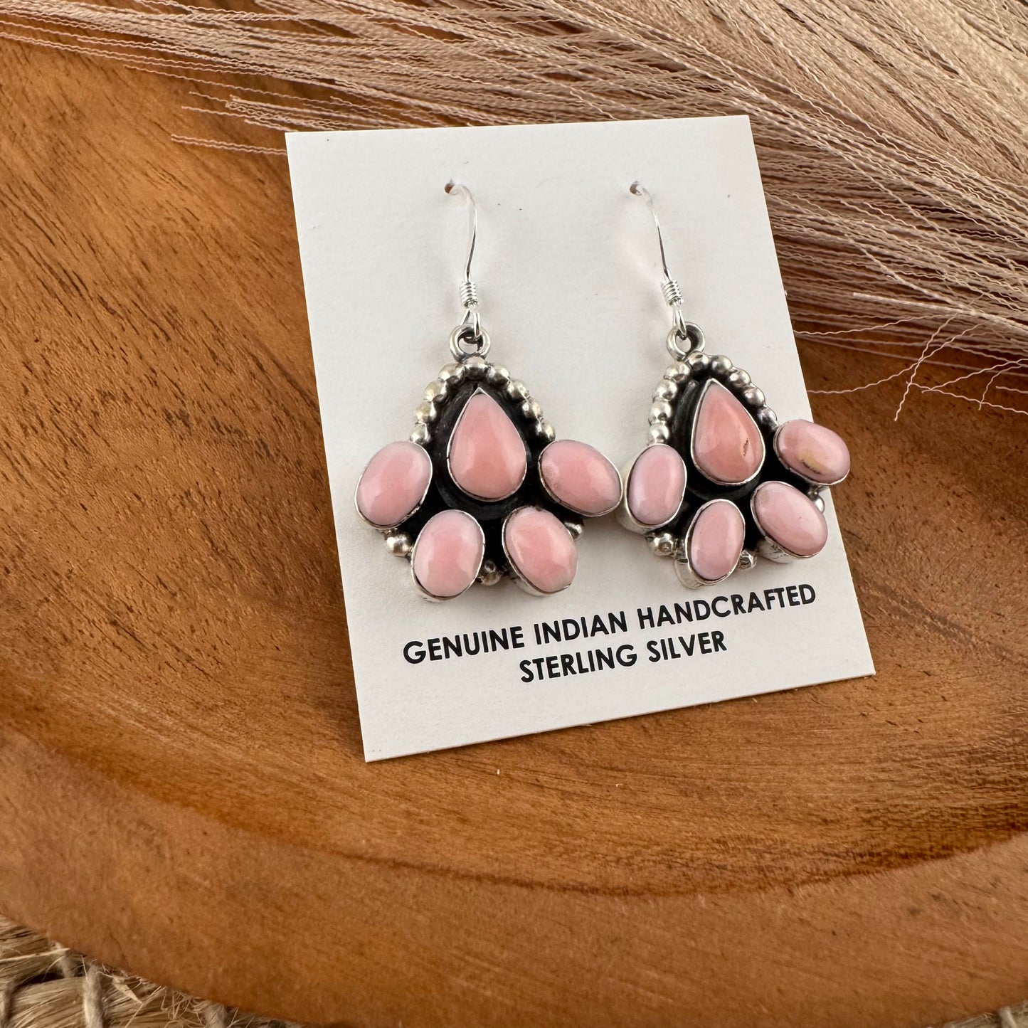 Pink Conch Shell Cluster Earrings