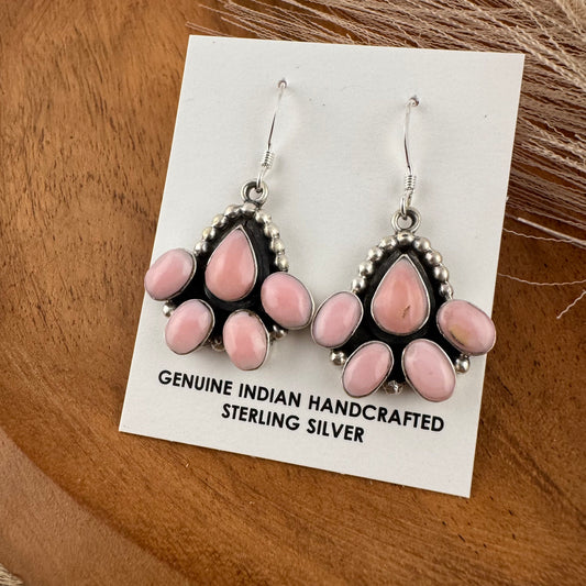 Pink Conch Shell Cluster Earrings