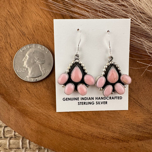 Pink Conch Shell Cluster Earrings