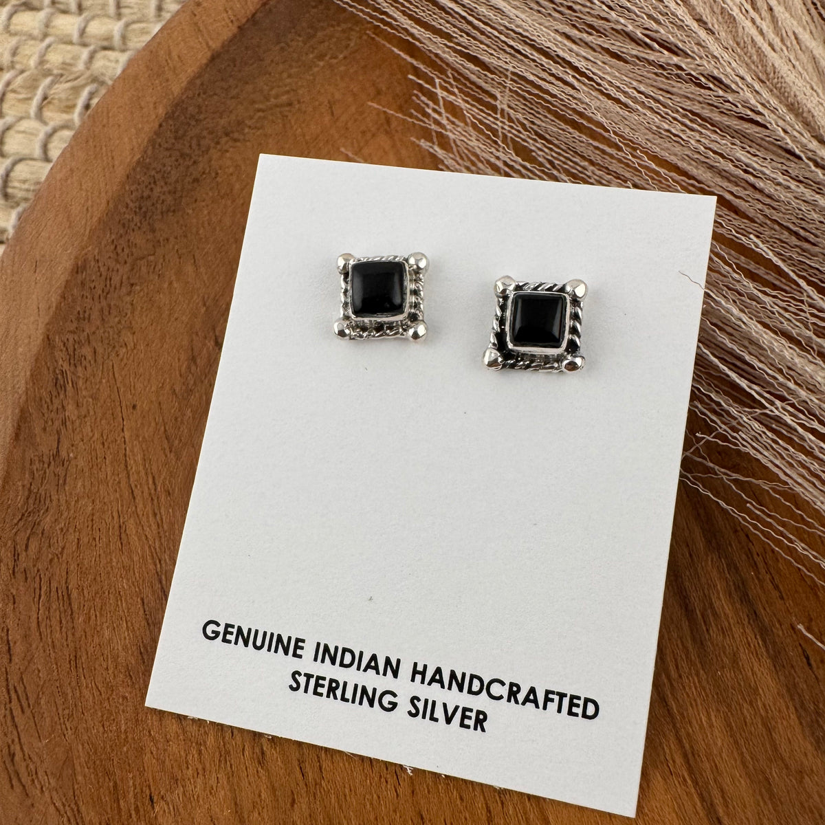 Black Onyx Small Square Studs