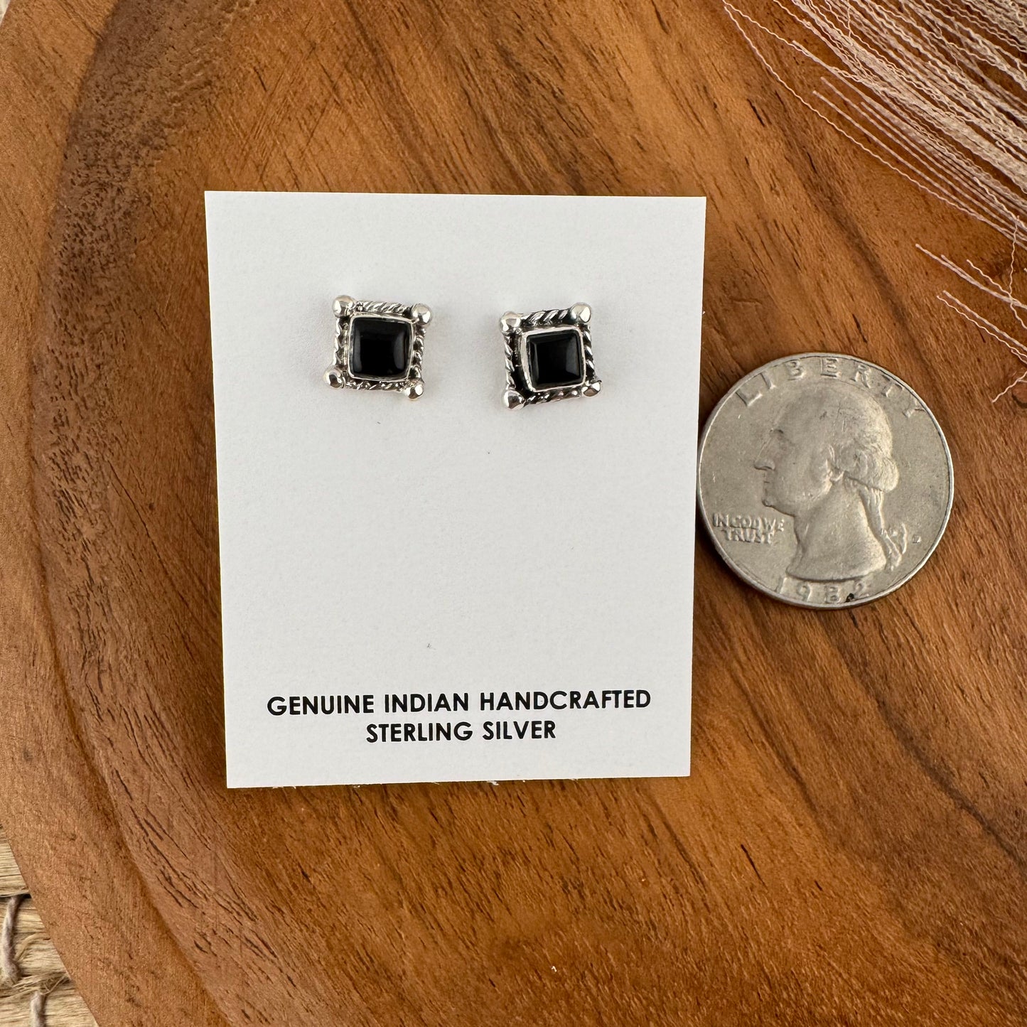Black Onyx Small Square Studs