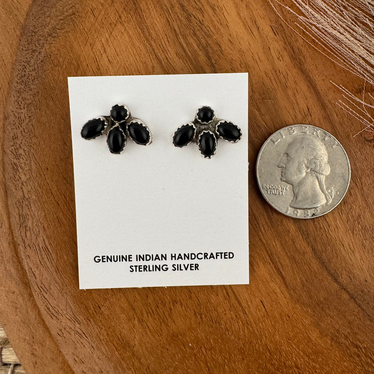 Black Onyx Cluster Stud Earrings