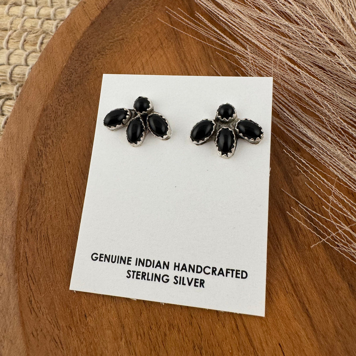 Black Onyx Cluster Stud Earrings