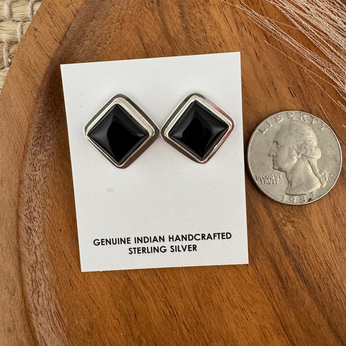 Black Onyx Large Square Studs