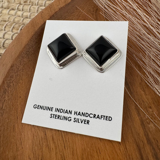 Black Onyx Large Square Studs