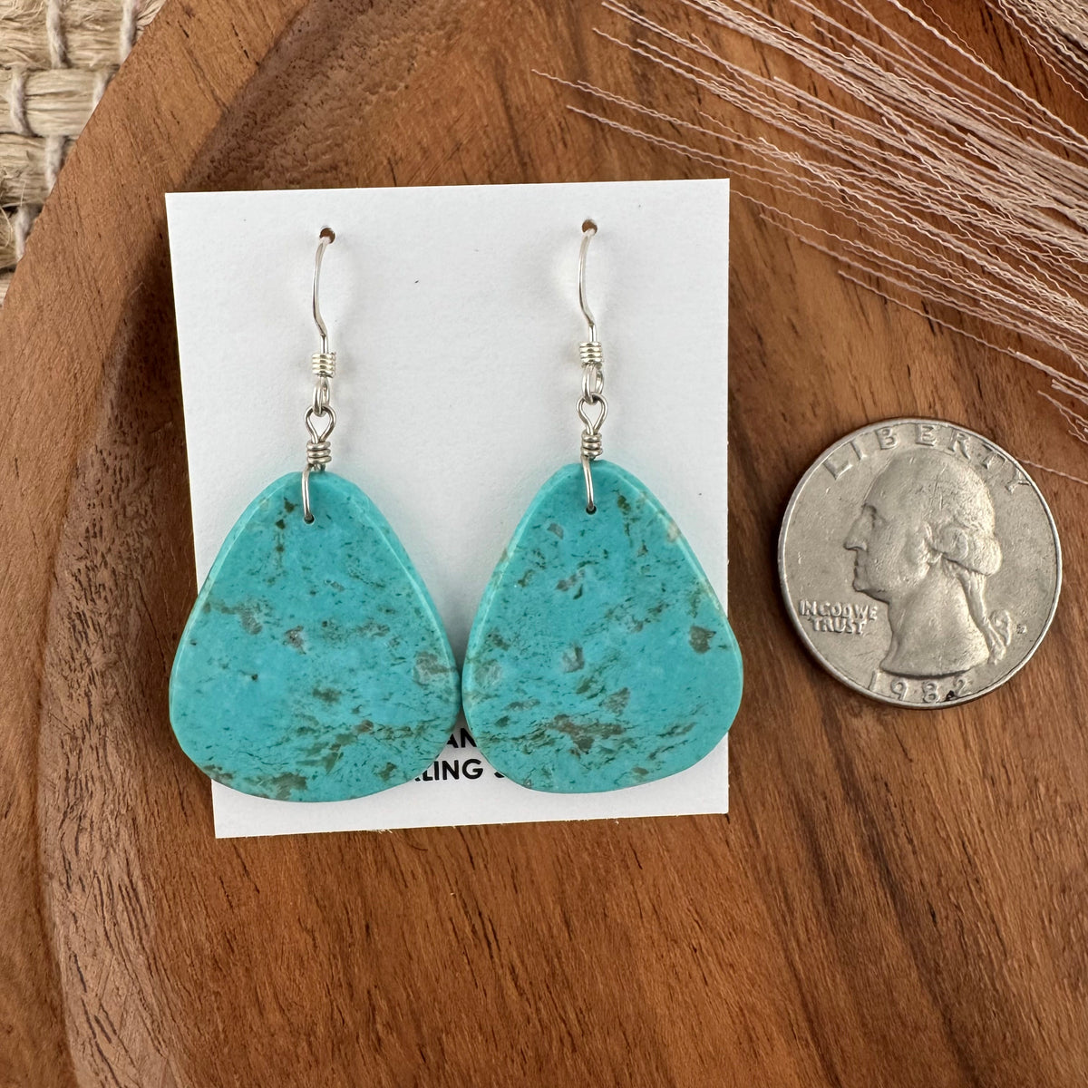Kingman Turquoise Triangle Slab Earrings
