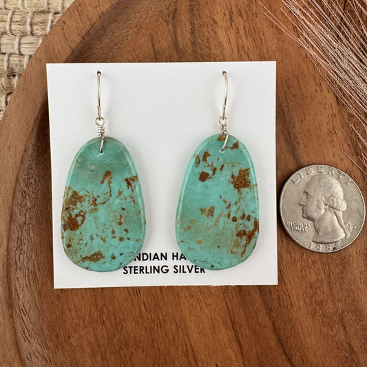Kingman Turquoise Green/Brown Slab Earrings