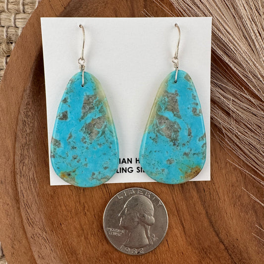 Large Teardrop Kingman Turquoise Slab Earrings