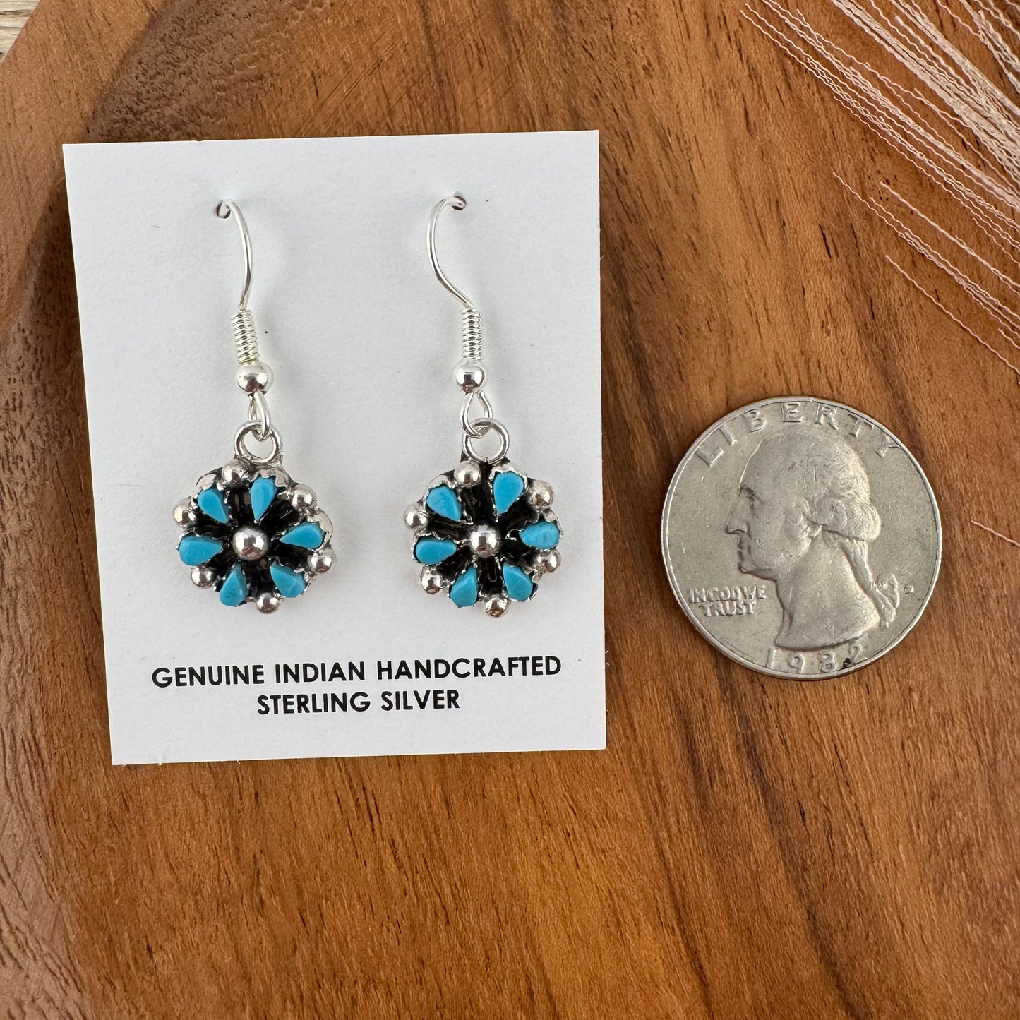 Turquoise Flower Zuni Earrings