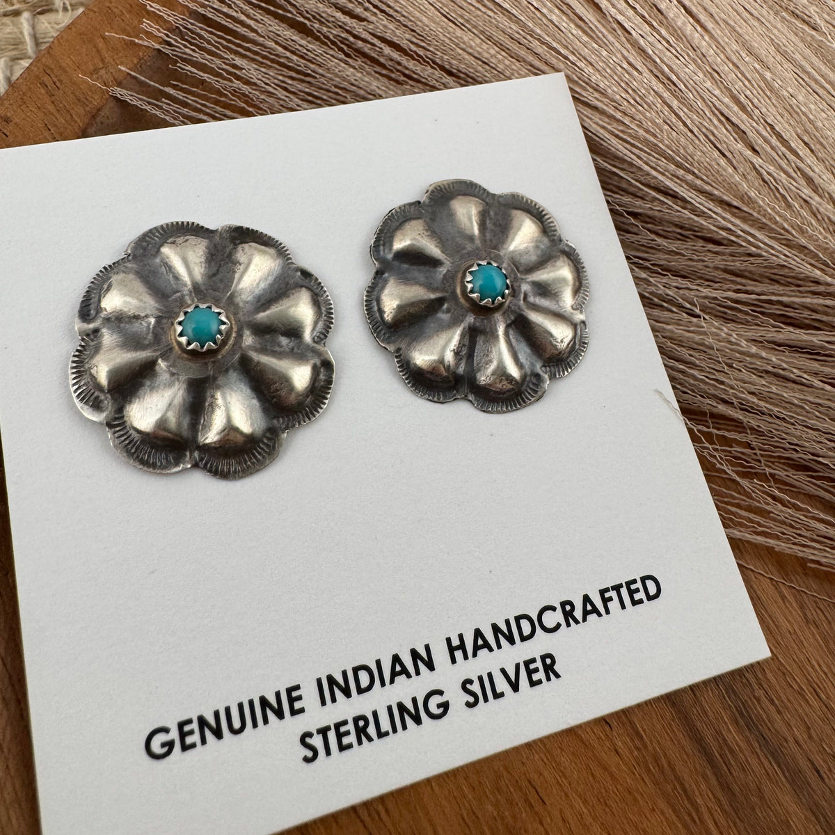 Large Turquoise Flower Studs