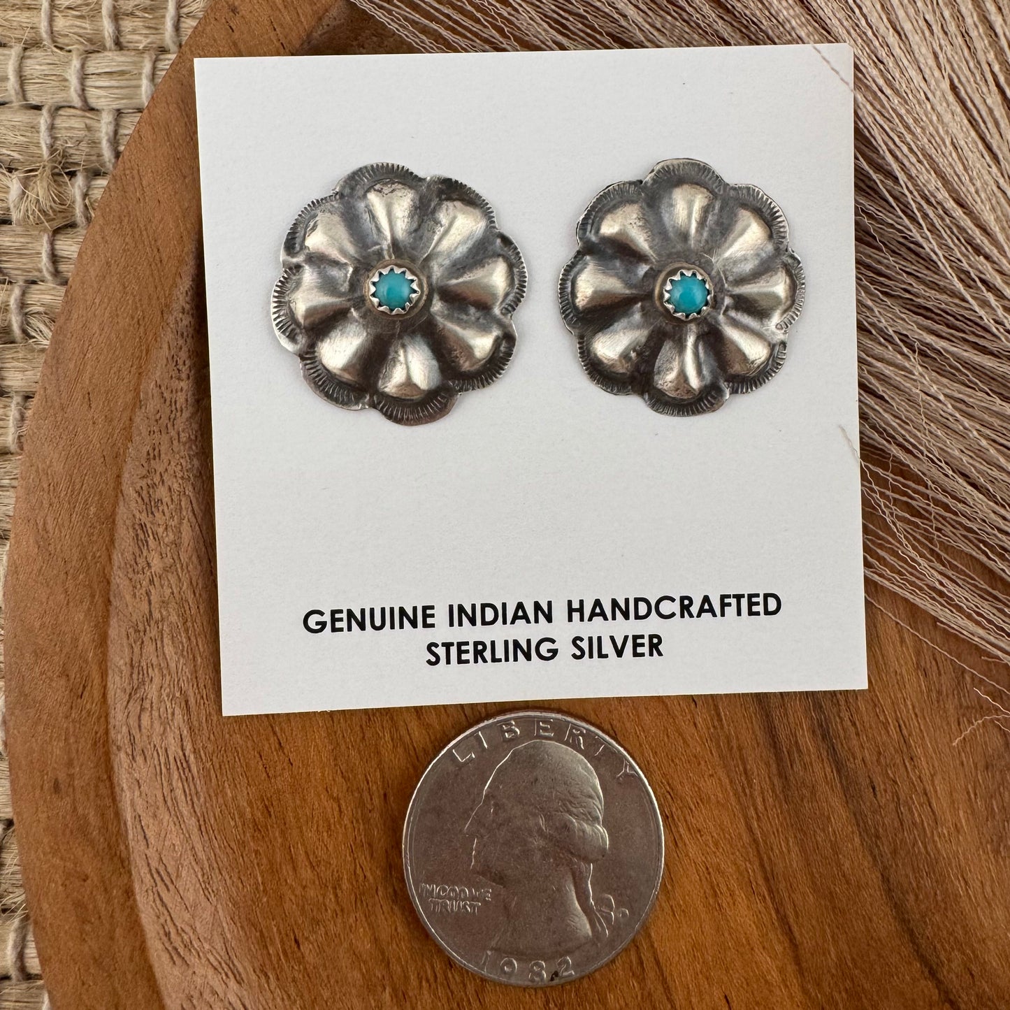 Large Turquoise Flower Studs