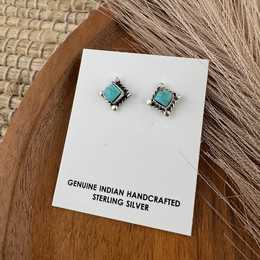 Small Square Turquoise Studs
