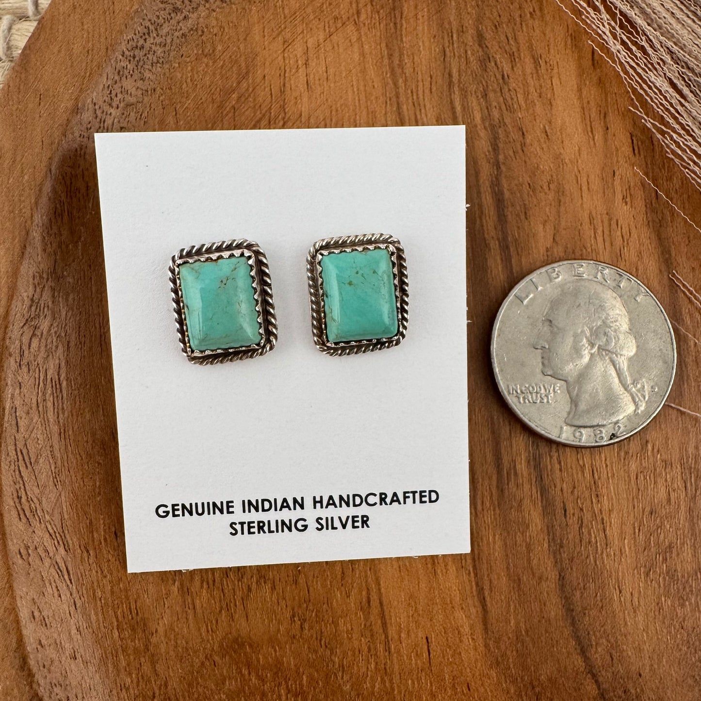 Kingman Turquoise Rectangle Studs
