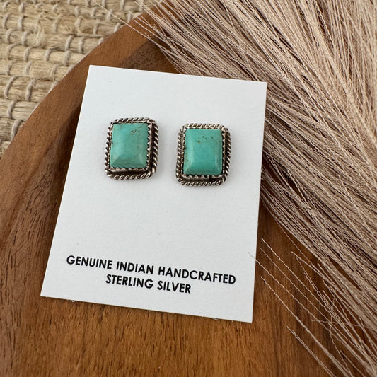 Kingman Turquoise Rectangle Studs