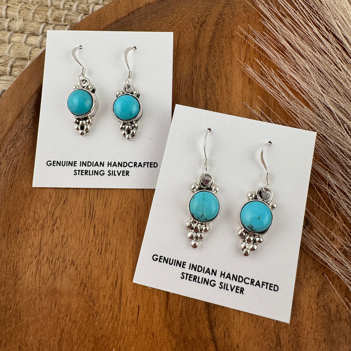 Kingman Turquoise w/ Silver Detail Earrings