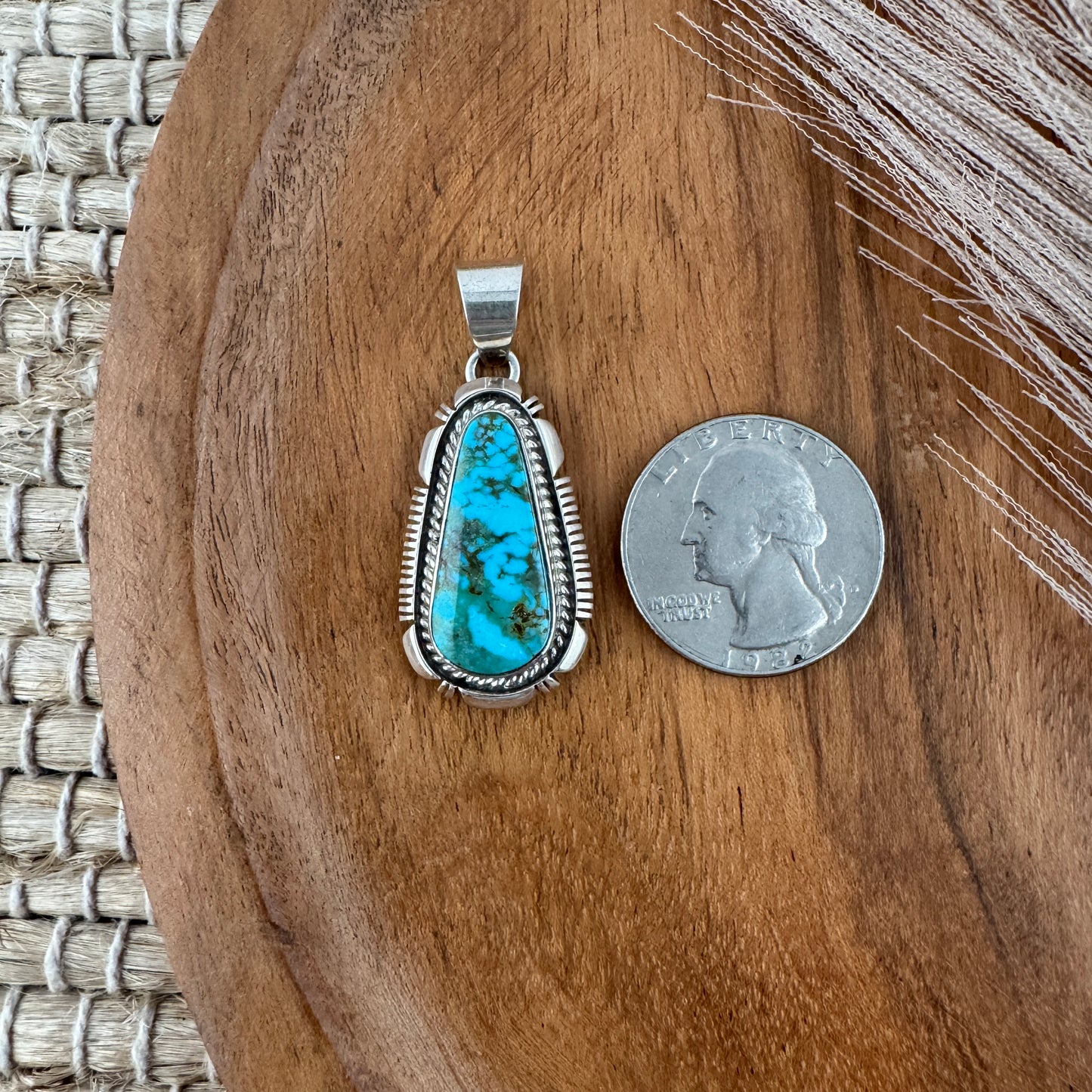 Long Kingman Turquoise Pendant