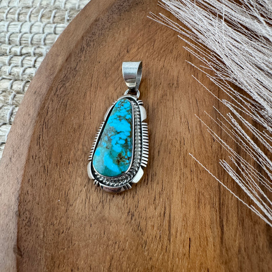 Long Kingman Turquoise Pendant