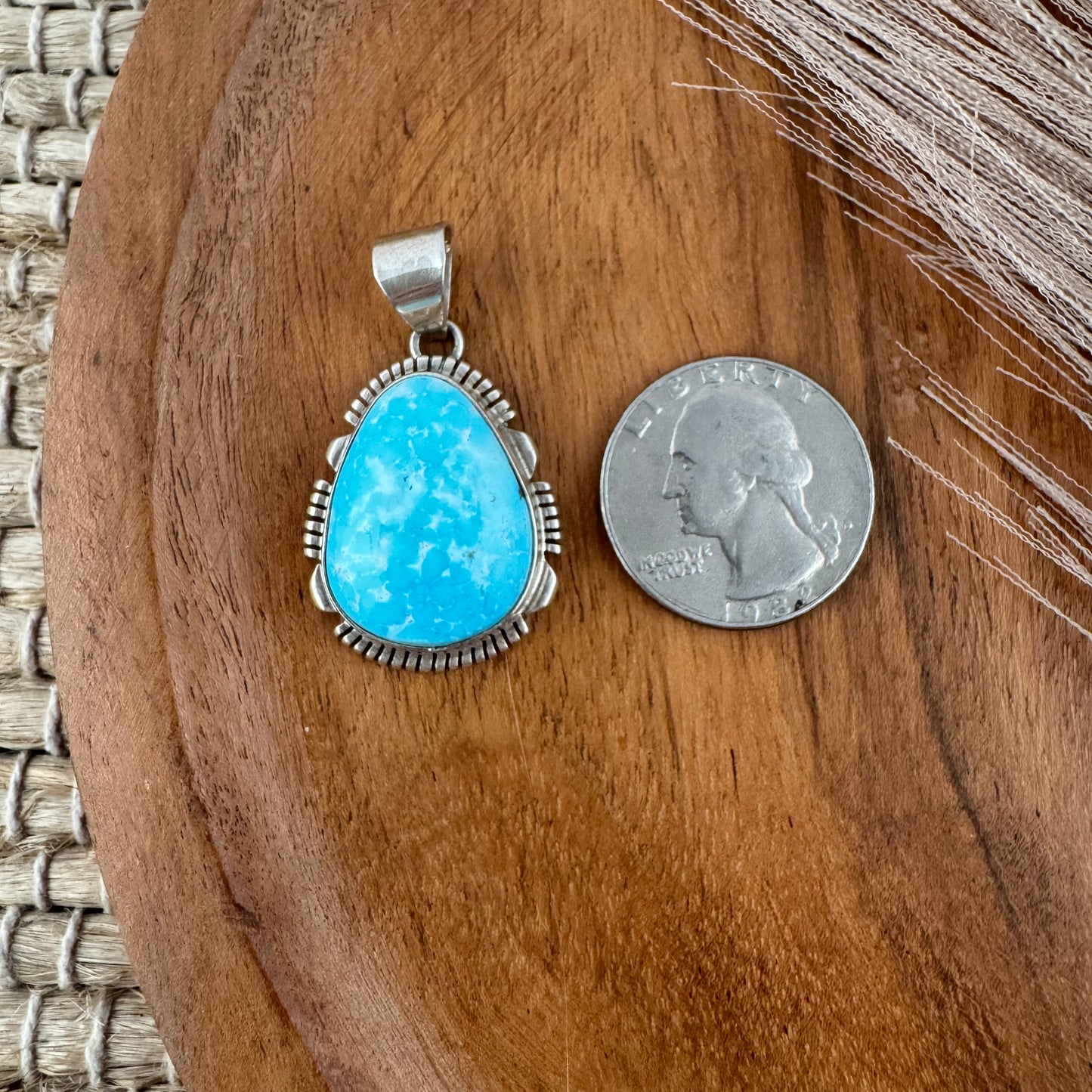 Large Teardrop Kingman Turquoise Pendant