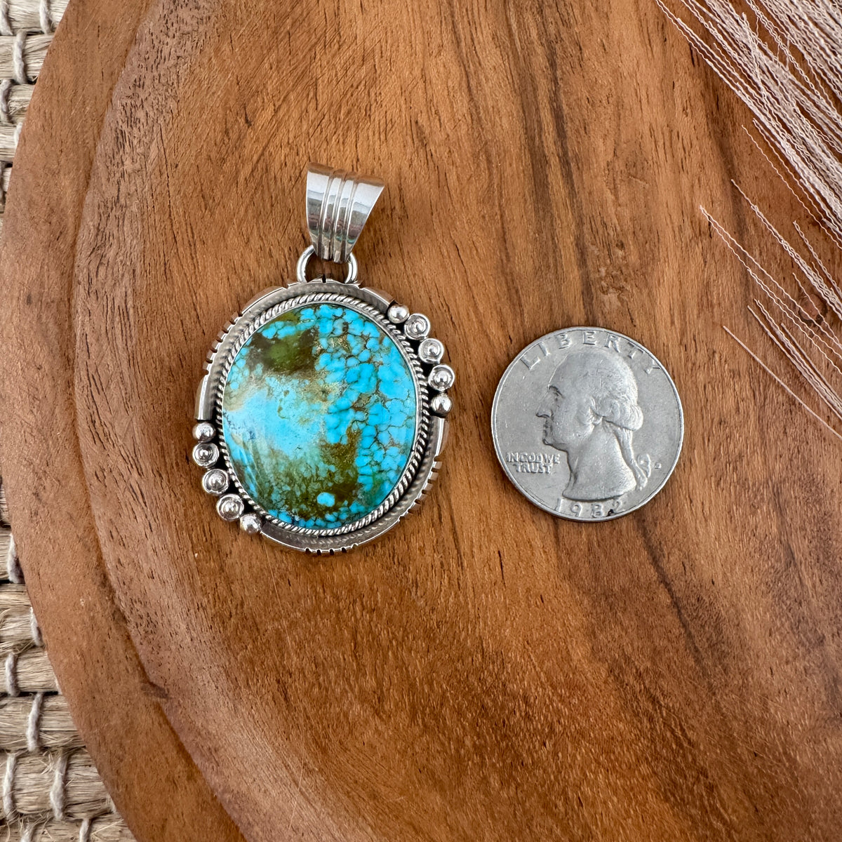 Kingman Turquoise Circle Pendant