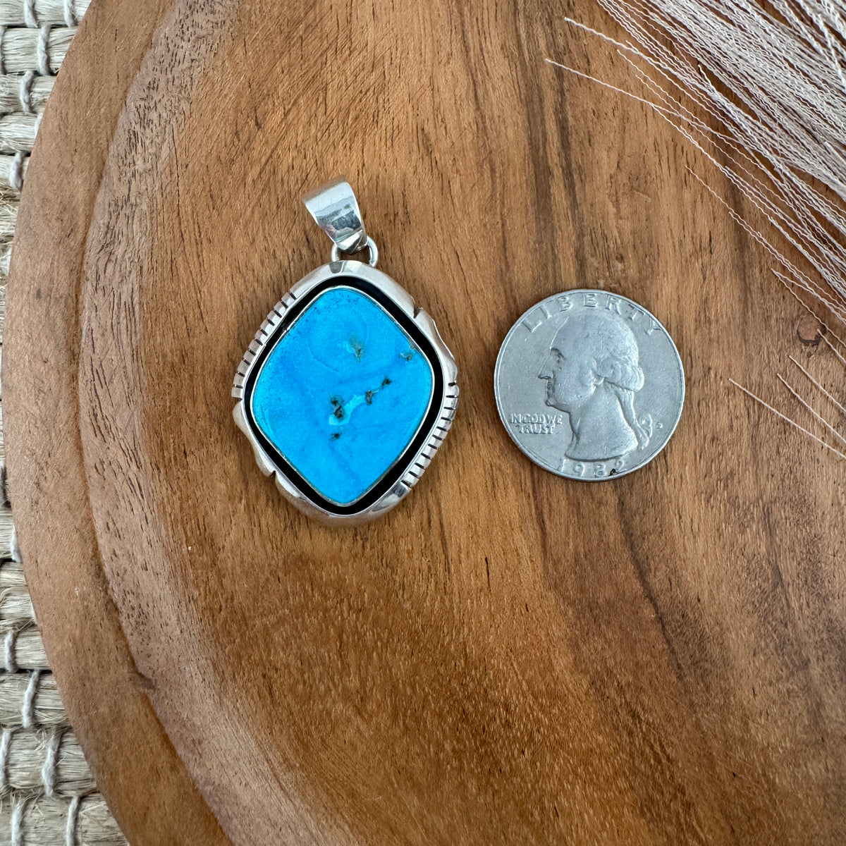 Kingman Turquoise Diamond Pendant