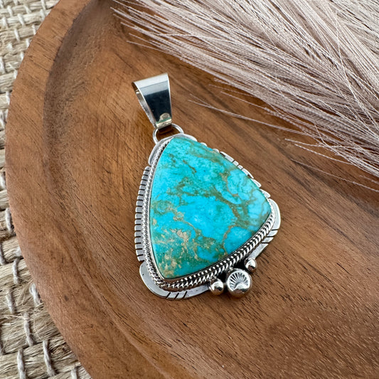 Large Triangle Kingman Turquoise Pendant