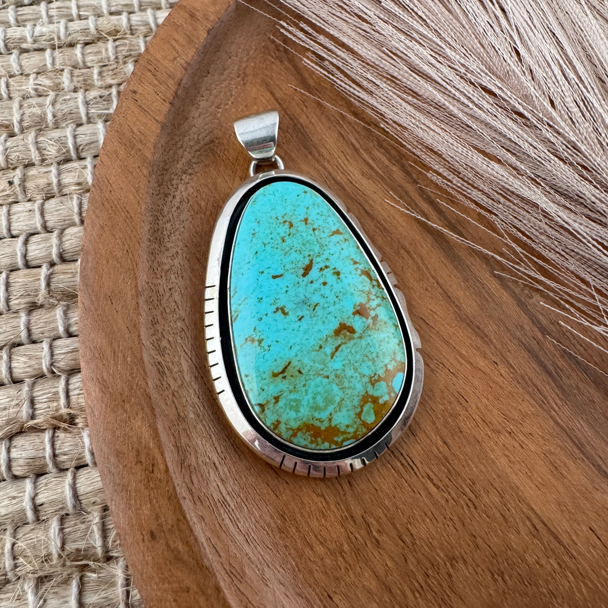 Large Oval Tyrone Turquoise Pendant