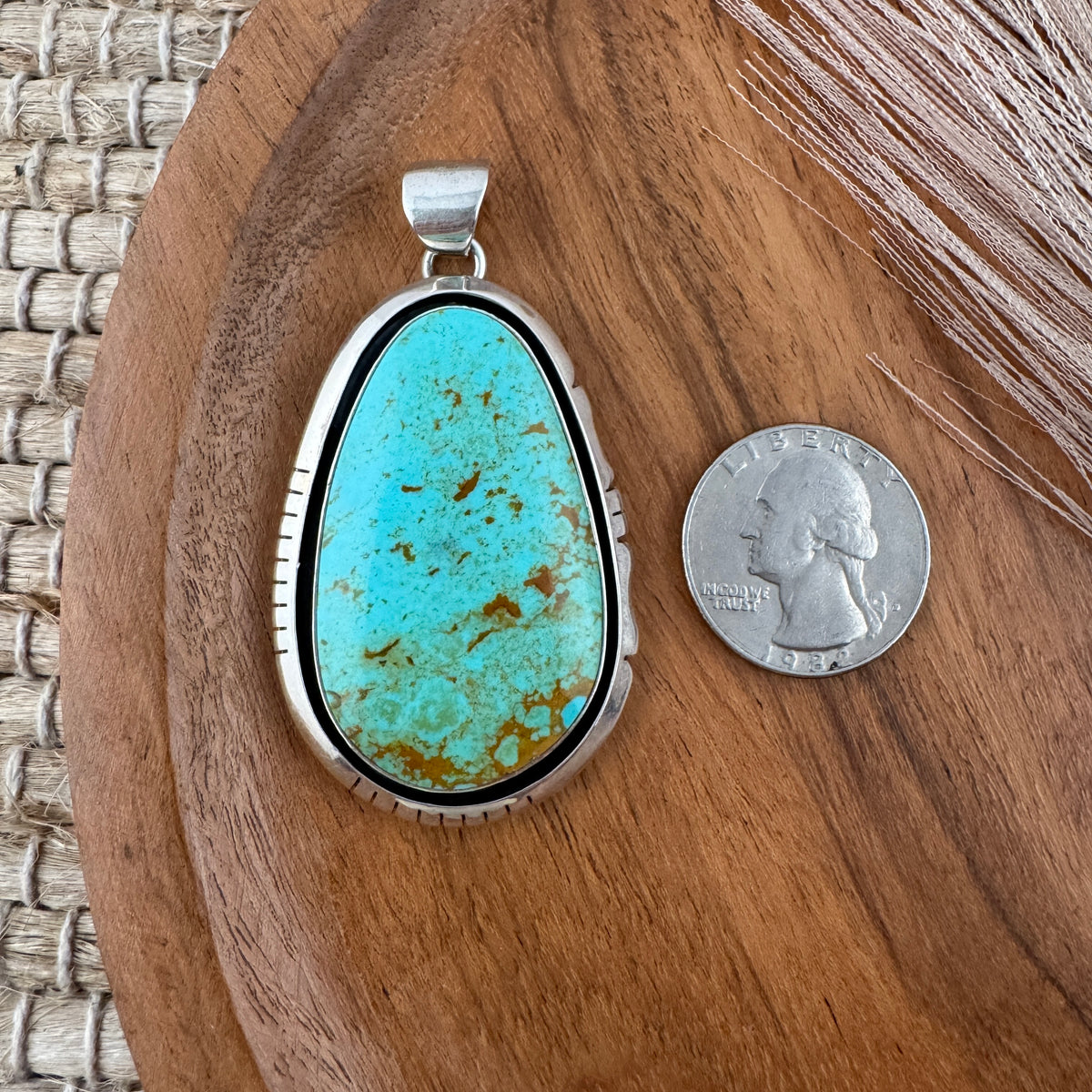 Large Oval Tyrone Turquoise Pendant