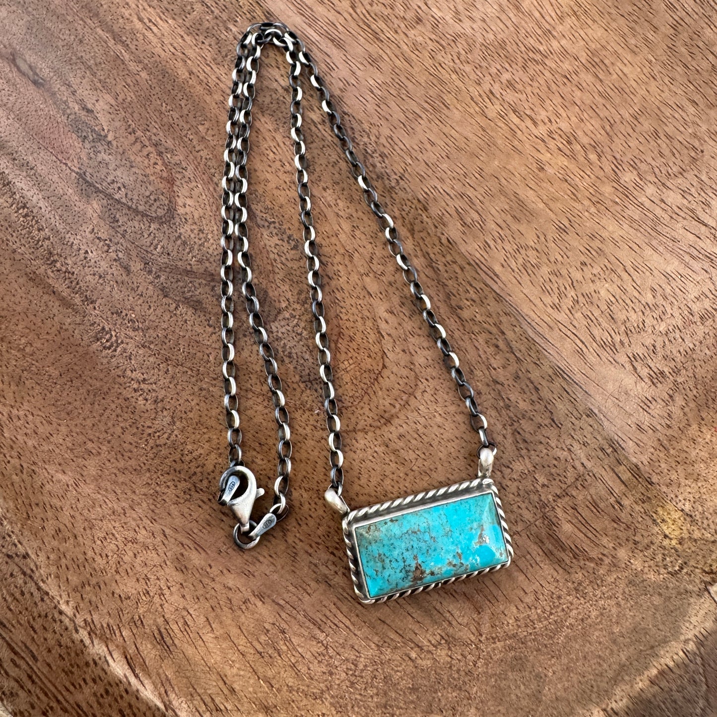 #8 Turquoise Wide Bar Necklace