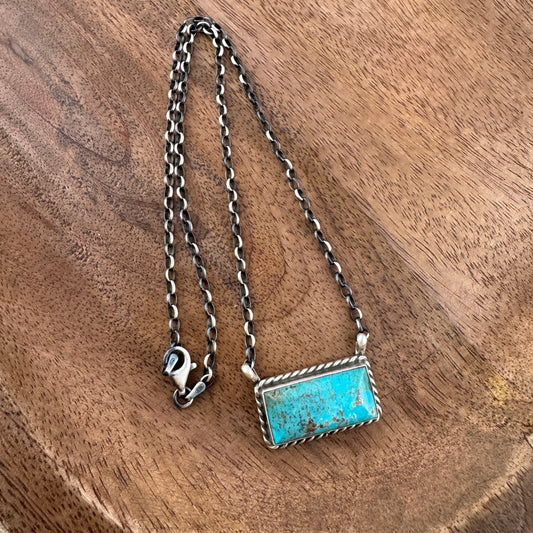 #8 Turquoise Wide Bar Necklace