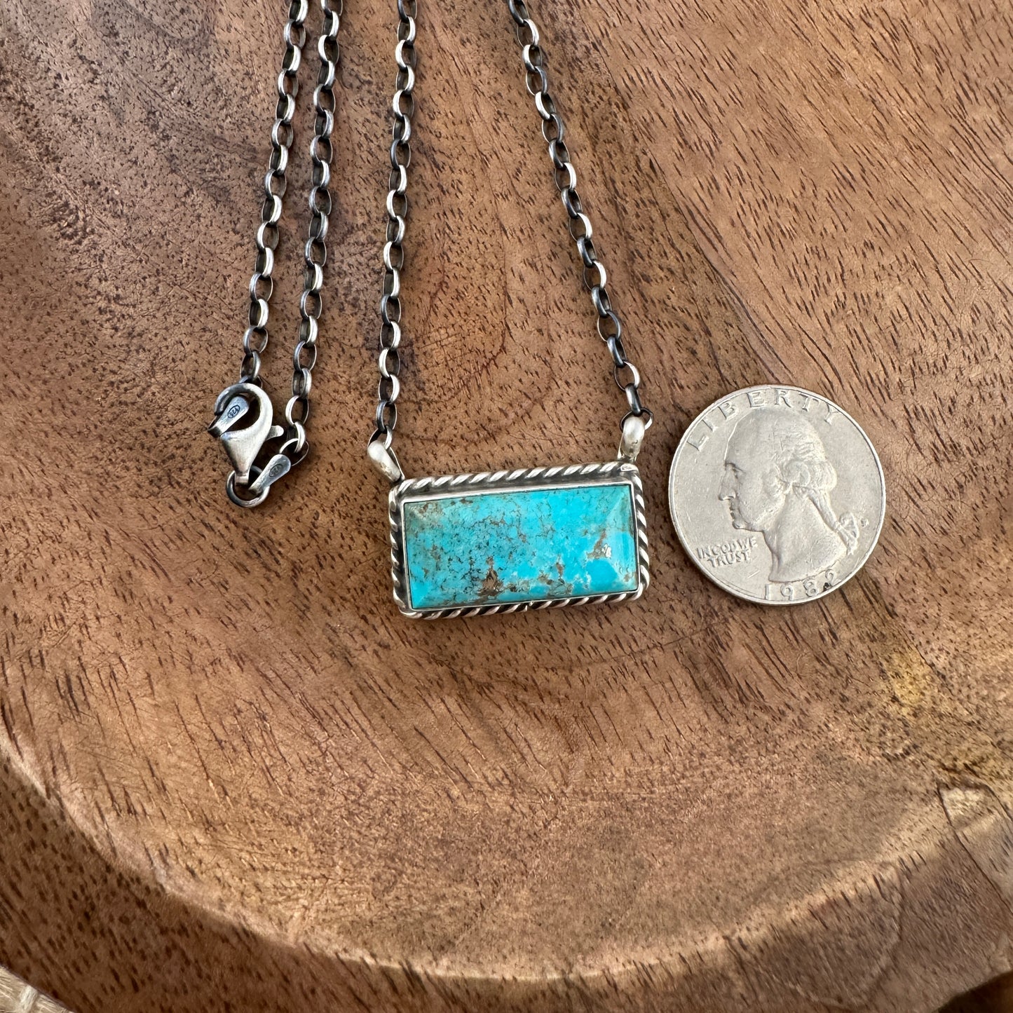 #8 Turquoise Wide Bar Necklace