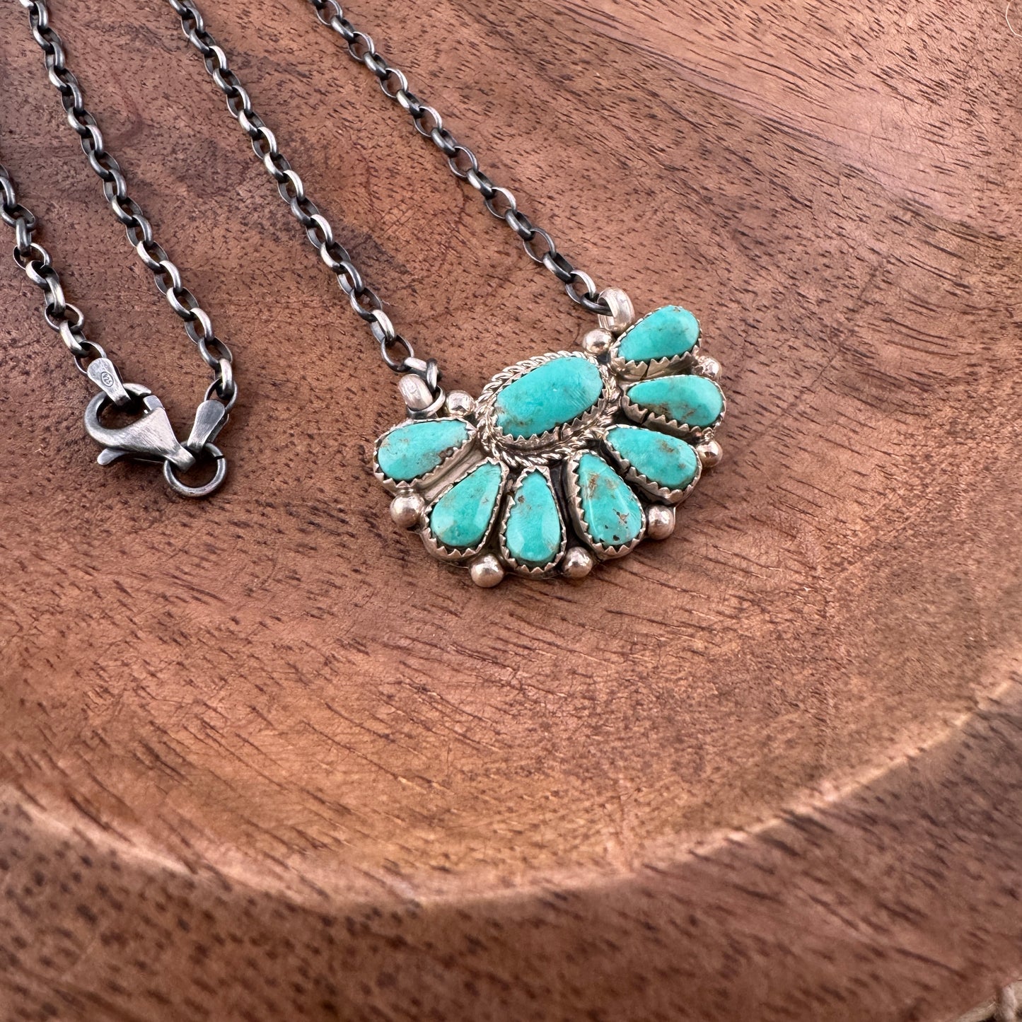 Kingman Turquoise Half Flower Neckalce - Green