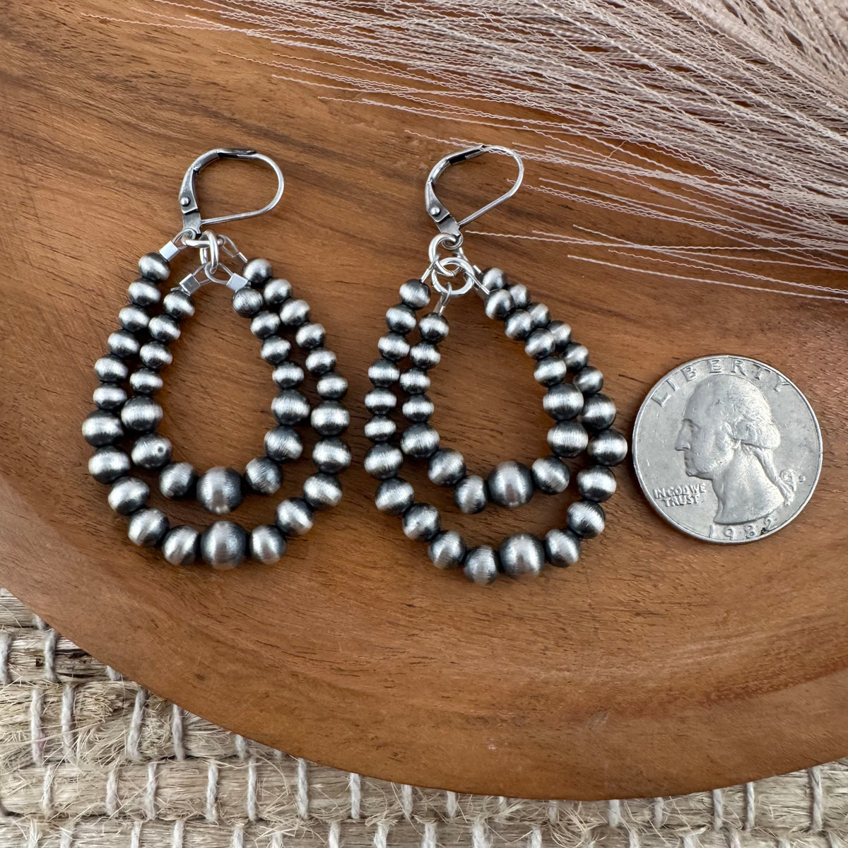 Navajo Pearl Graduated Double Loup Earrings
