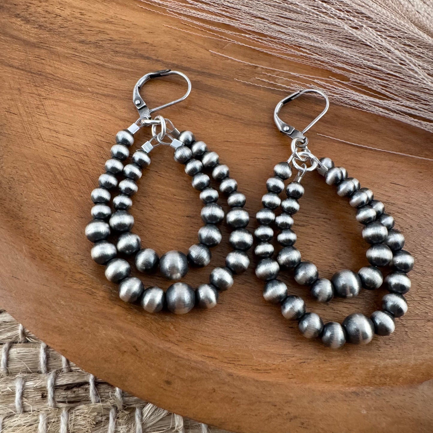 Navajo Pearl Graduated Double Loup Earrings