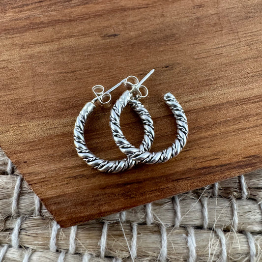 Sterling Silver Twisted Rope Hoop Earrings