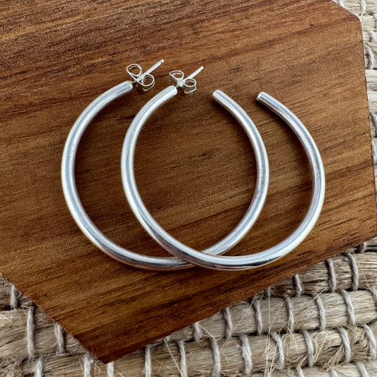 Sterling Silver 1" Hoop Earrings