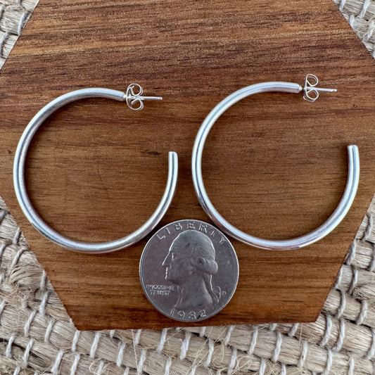 Sterling Silver 1" Hoop Earrings