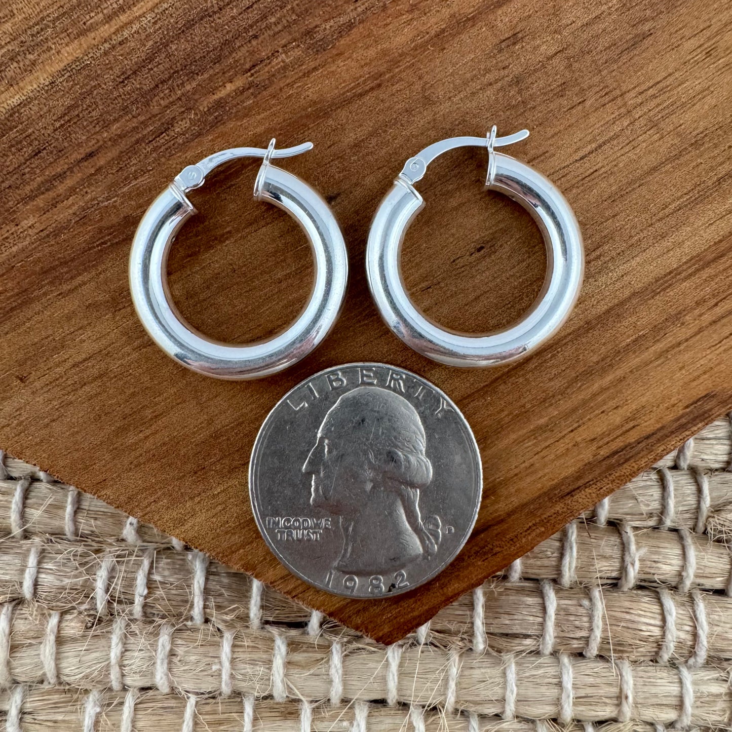 Sterling Silver Thick Hoop Earrings