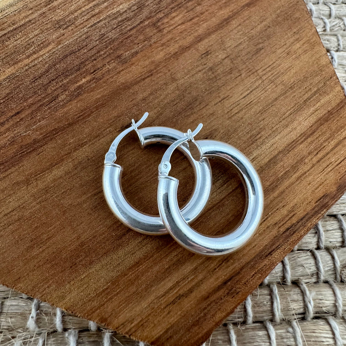 Sterling Silver Thick Hoop Earrings